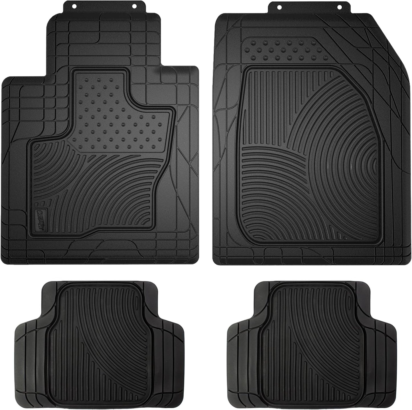 SmartFit 4-Piece All-Weather Heavy-Duty Car Floor Mats, Trim-to-Fit Mats for Cars — Black