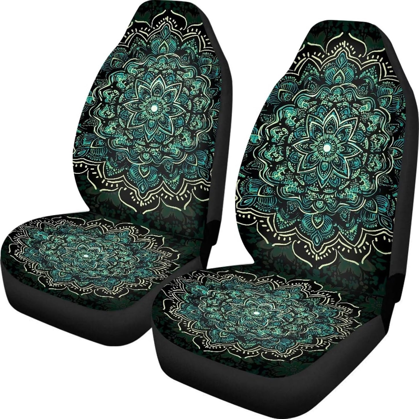 TOADDMOS Bohemian Colorful Mandala Patchwork Car Seat Covers Bucket Front Seats Protector,Universal Fit Cars,Sedan,SUV