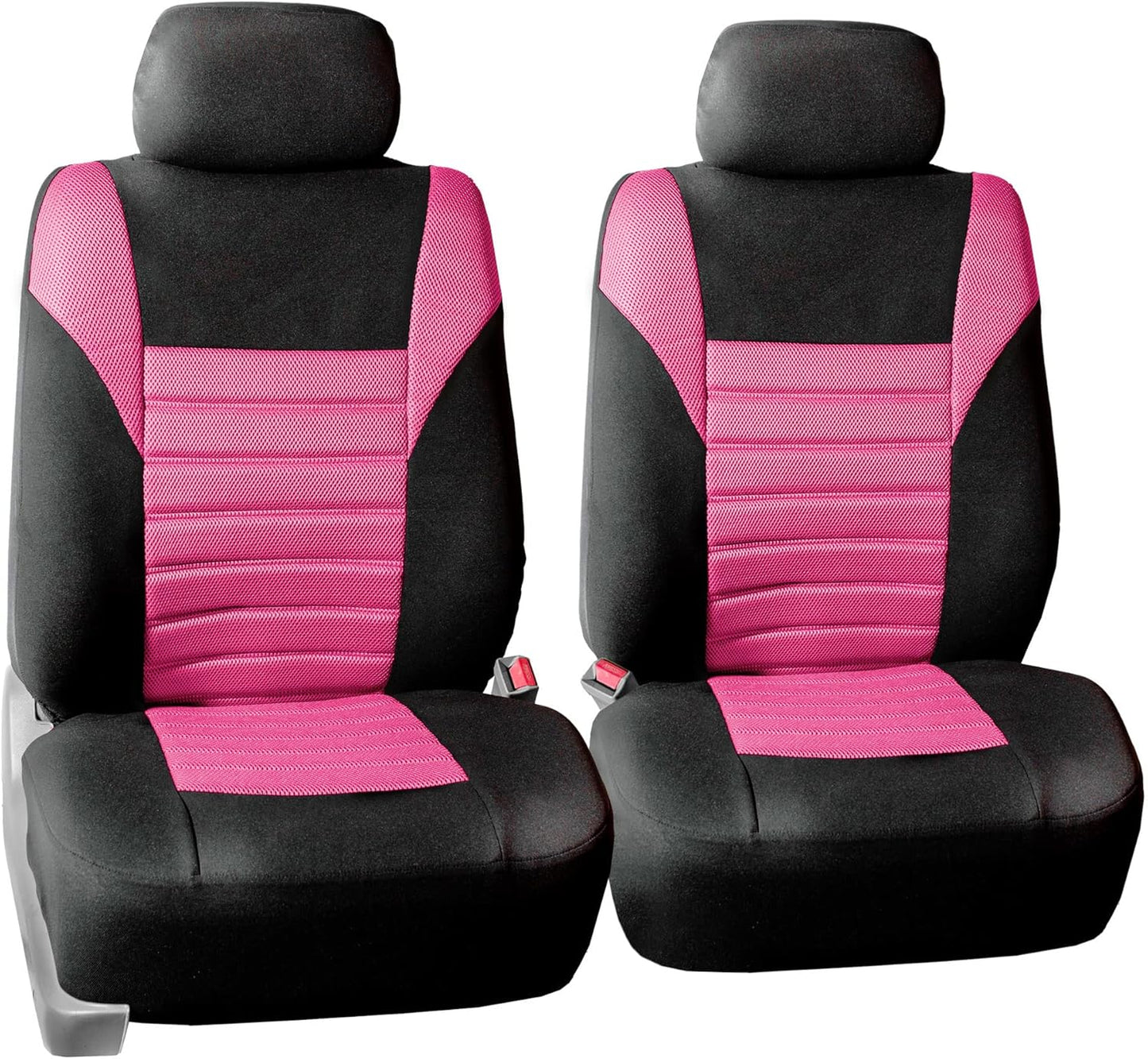 FH Group Car Seat Covers Full Set 3D Air Mesh - Universal Fit, Automotive Seat Covers, Low Back Seat Cover, Airbag Compatible,Split Bench Rear Seat,Washable Car Seat Cover for SUV, Sedan Pink