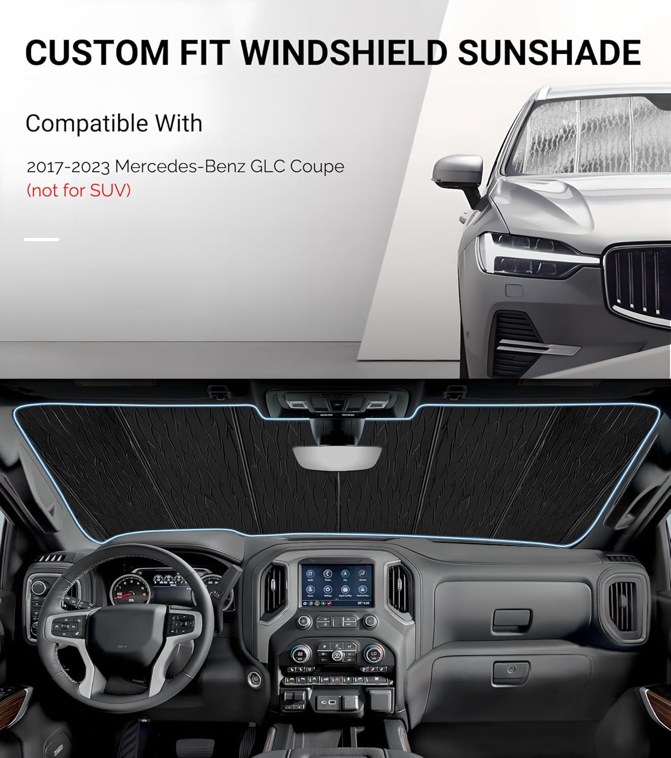 Pigenius Windshield Sunshade for 2017-2023 Mercedes Benz GLC Coupe - AstraGuard