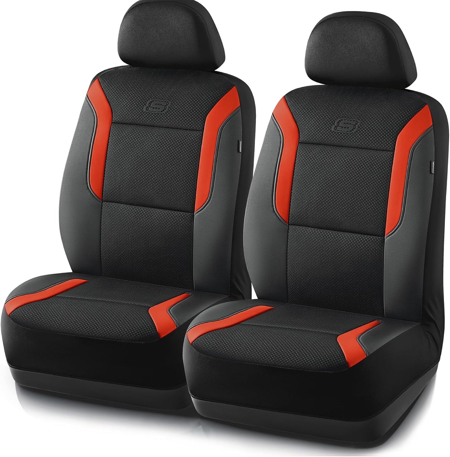 Skechers Memory Foam Car Seat Covers, Air Cool Mesh Thick Seat Covers, Slip-ins Front Seat Cover, Airbag Compatible, Automotive Comfort & Protection for Most Cars,Vans,Trucks, SUVs,Red