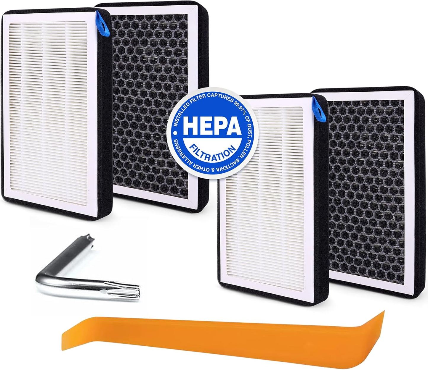 Tesla Cabin Air Filter HEPA with Activated Carbon, Air Conditional Replacement Accessories Compatible with Tesla Model 3 Model Y 2016 to 2025 (4 Pack)