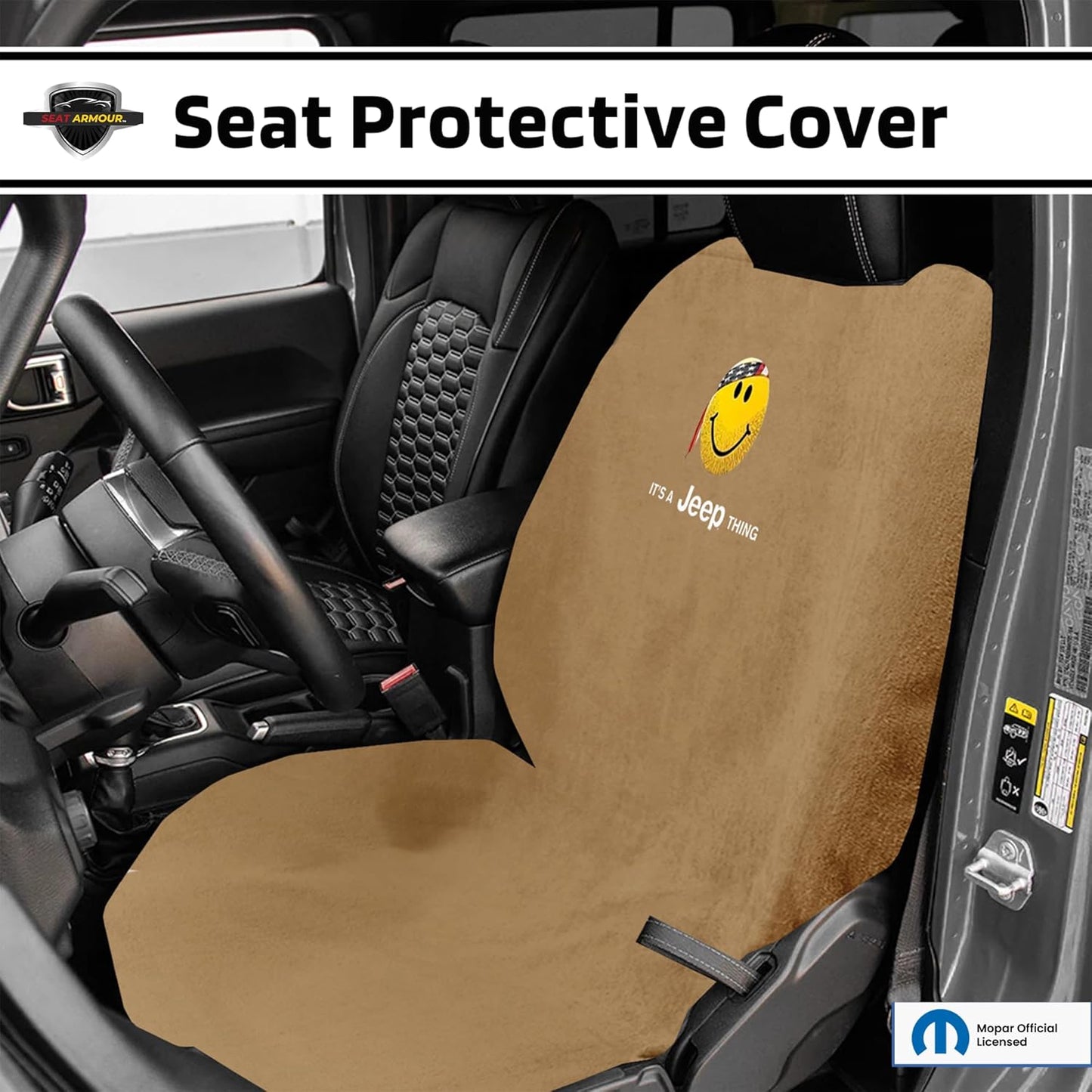 Seat Armour SA100JEPSFT Tan 'Jeep Smiley Face' Seat Cover