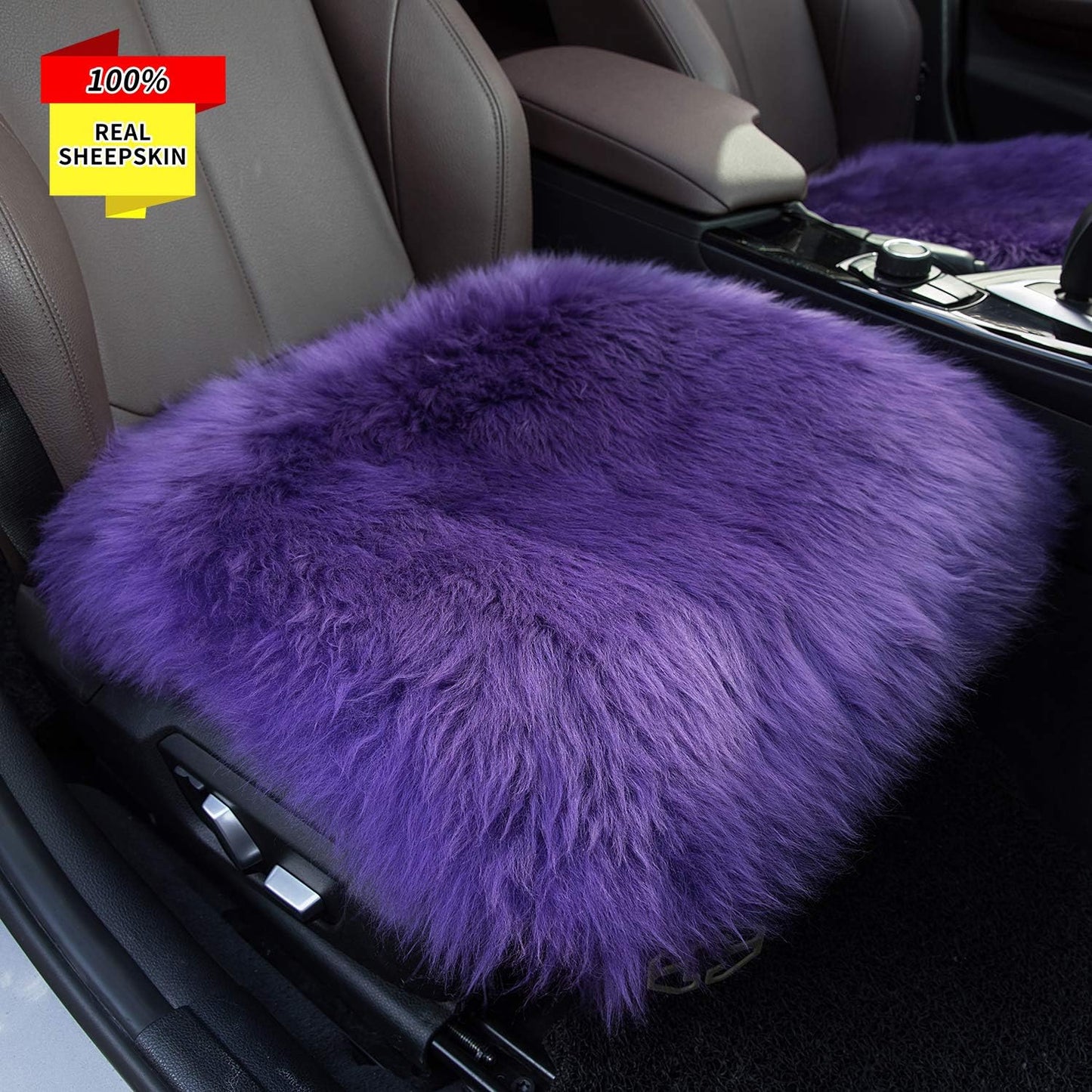 Sisha-A Winter Warmth: Universal Sheepskin Seat Cushion Cover - Natural Wool, for Cars, Trucks, SUVs & Vans - Cozy & Stylish Driving Companion Rear Beige Yellow