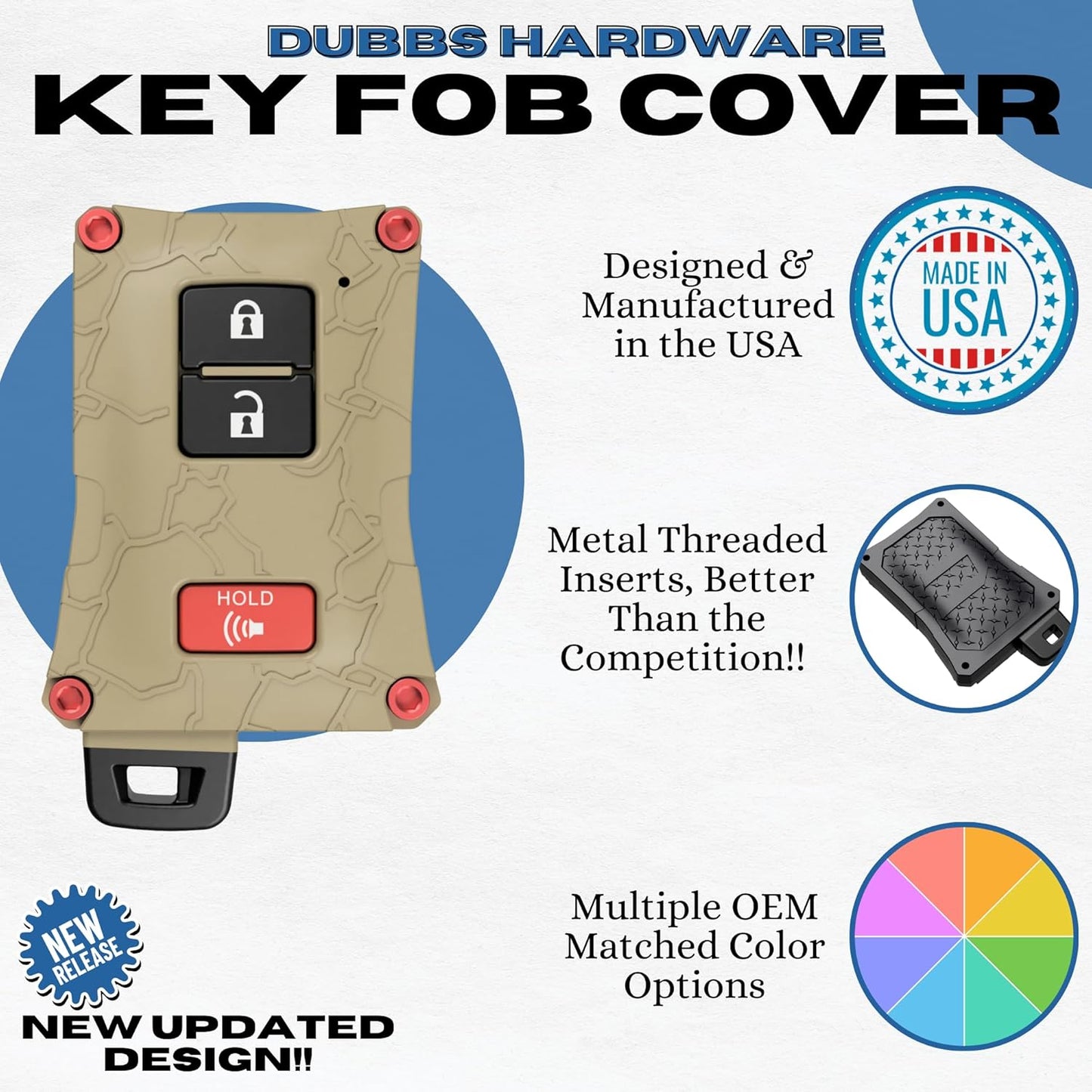 Heavy-Duty Key Fob Cover - for Toyota Tacoma 16-23 3rd Gen, Tundra & 4Runner 20-21 3rd Gen Accessories -Rugged Key Protector - Shockproof & Scratch-Resistant - Secure Fit (Red, Black Screws)