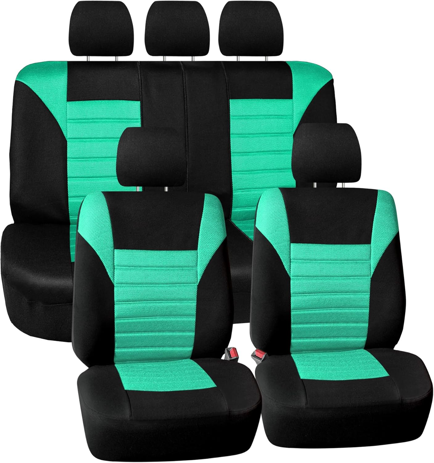 FH Group Car Seat Covers Full Set 3D Air Mesh - Universal Fit, Automotive Seat Covers, Low Back Seat Cover, Airbag Compatible,Split Bench Rear Seat,Washable Car Seat Cover for SUV, Sedan Pink