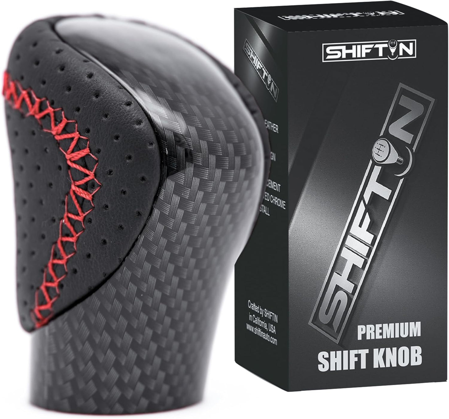 SHIFTIN Gear Shift Knob Shifter for Lexus ES GS GX is NX RC RX 200t 300 350 3450h 450hL 350L (Rioja Red Rose/Carbon Fiber Pattern)
