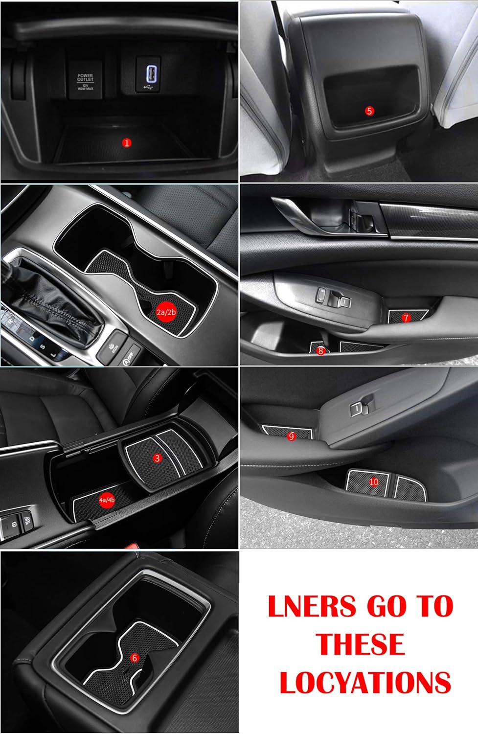 Auovo Anti Dust Door Mats for Honda Accord 2019 2018 2020 Interior Accessories Custom Fit Door Compartment Cup Center Console Liners(17pcs/Set) (White)