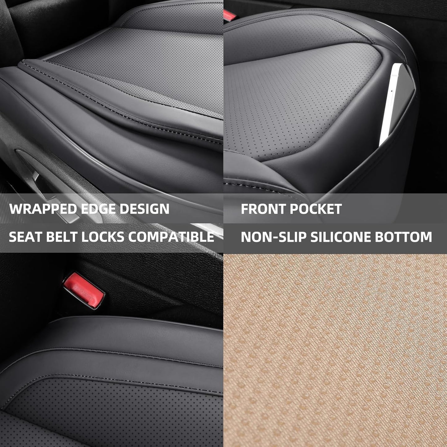 CAPITAUTO Bottom Front Leather Car Seat Cover Universal
