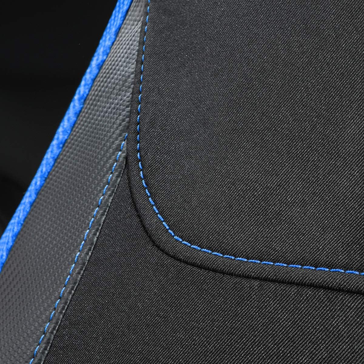 Flying Banner car seat Covers Quality Carbon Fiber Air Mesh Fabric Sport Low High Back Bucket Back Pocket Arm Rest (2 Fronts - High Bucket, Blue)