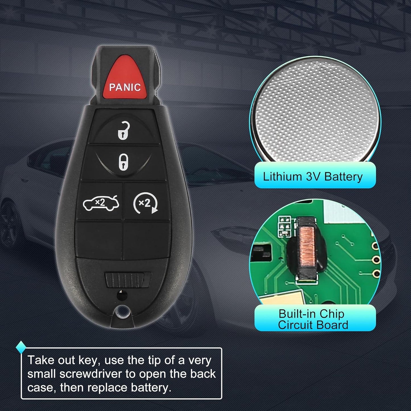 X AUTOHAUX 2pcs 433Mhz Replacement Keyless Entry Remote Car Key Fob for Dodge Dart 13-16 M3N32297100