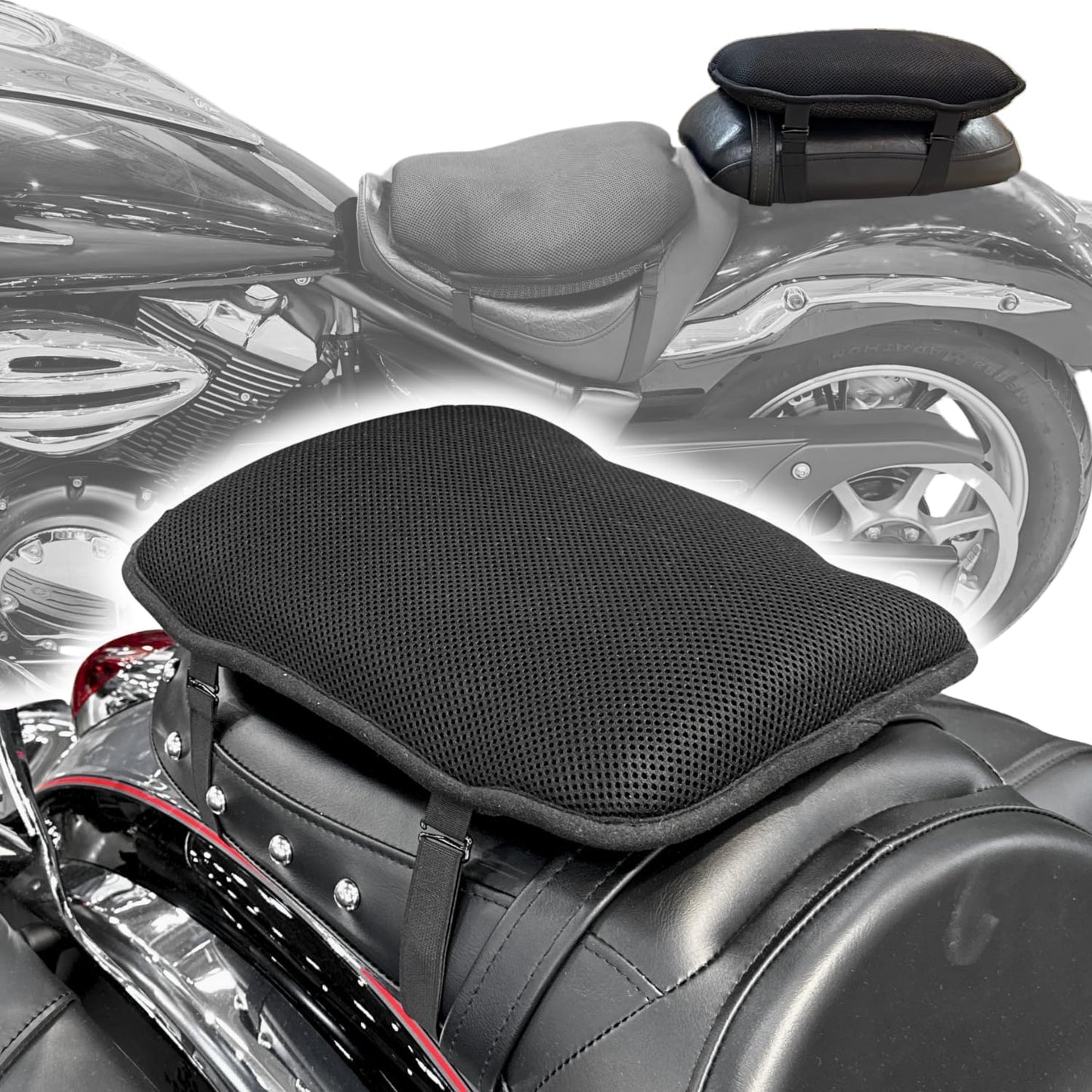 GEARS X-Tender Motorcycle Gel Seat Pad for Main Rider Seat Comfort on Standard Motorcycles, Sportbikes, Hyperbikes & Street Bikes | Shock Absorbing Cushion for Long Rides, Easy Install (Medium)