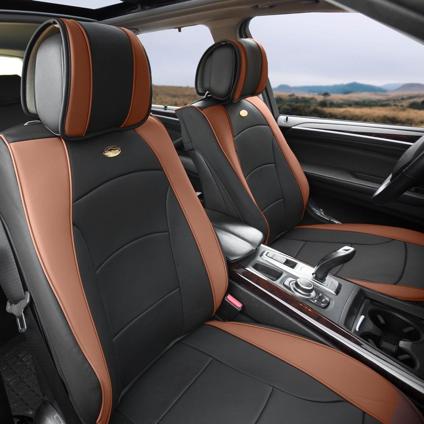FH Group Front Set Faux Leather Car Seat Cushions - Seat Covers for Low Back Seat, Universal Fit, Airbag Compatible Seat Cover for SUV, Sedan, Black