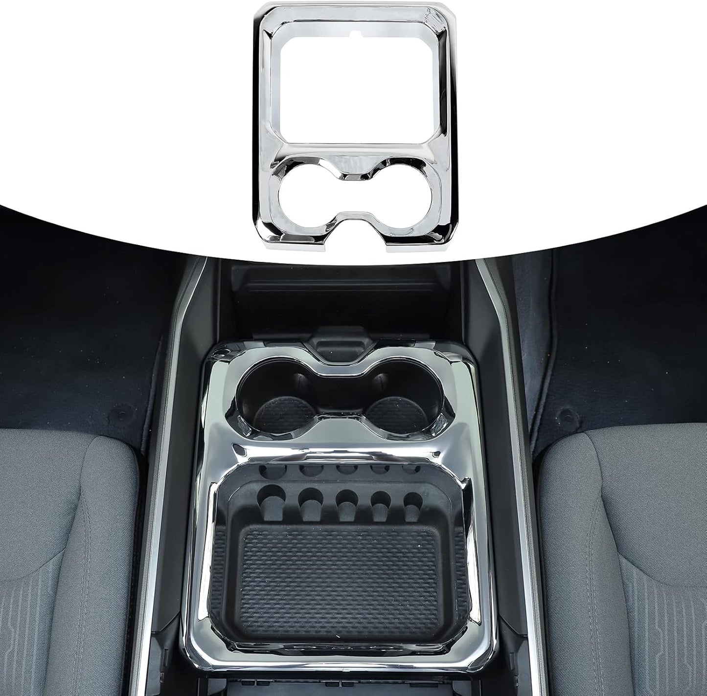 SQQP Carbon Fiber Center Console Dashboard Front Armrest Cup Holder Panel Cover Fit for 2019-2024 Dodge RAM 1500 2500 3500