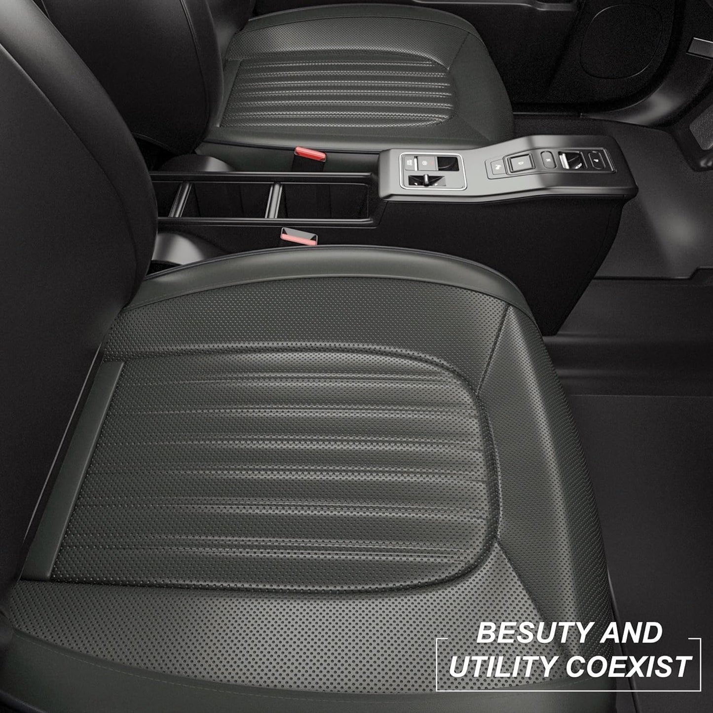FEELON 2 Pieces ZC Car Seat Covers Front Bottom Seat Cushion Covers, Waterproof Nappa Leather, Anti-Slip and Wrap Around The Bottom, Universal Auto Interior Fit for Sedans SUV Pick-up Truck, Grey