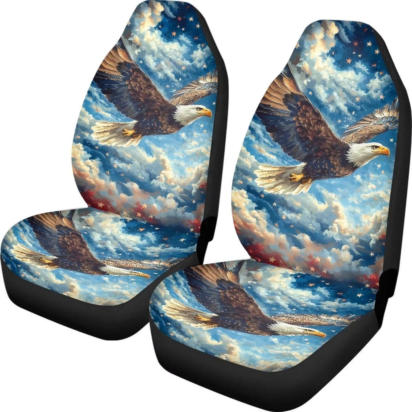 KEIAHUAN Galaxy Owl Car Seat Cover for Women Men, 2 Packs High Back Bucket Universal Fit Auto Seat Covers for Cars, Trucks, SUV, or Van
