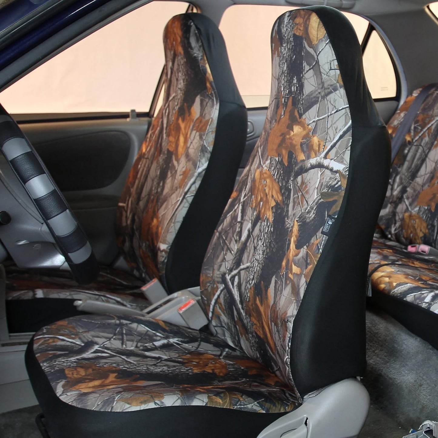FH Group Hunting Camo Seat Covers w.4 Headrests Airbag Reday Split Bench