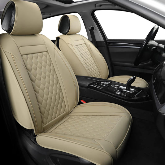 Vankerful Car Seat Covers for Driver and Passenger Seat,Universal Fit for Most Cars,SUV,Sedans and Pick-up Trucks (Beige)