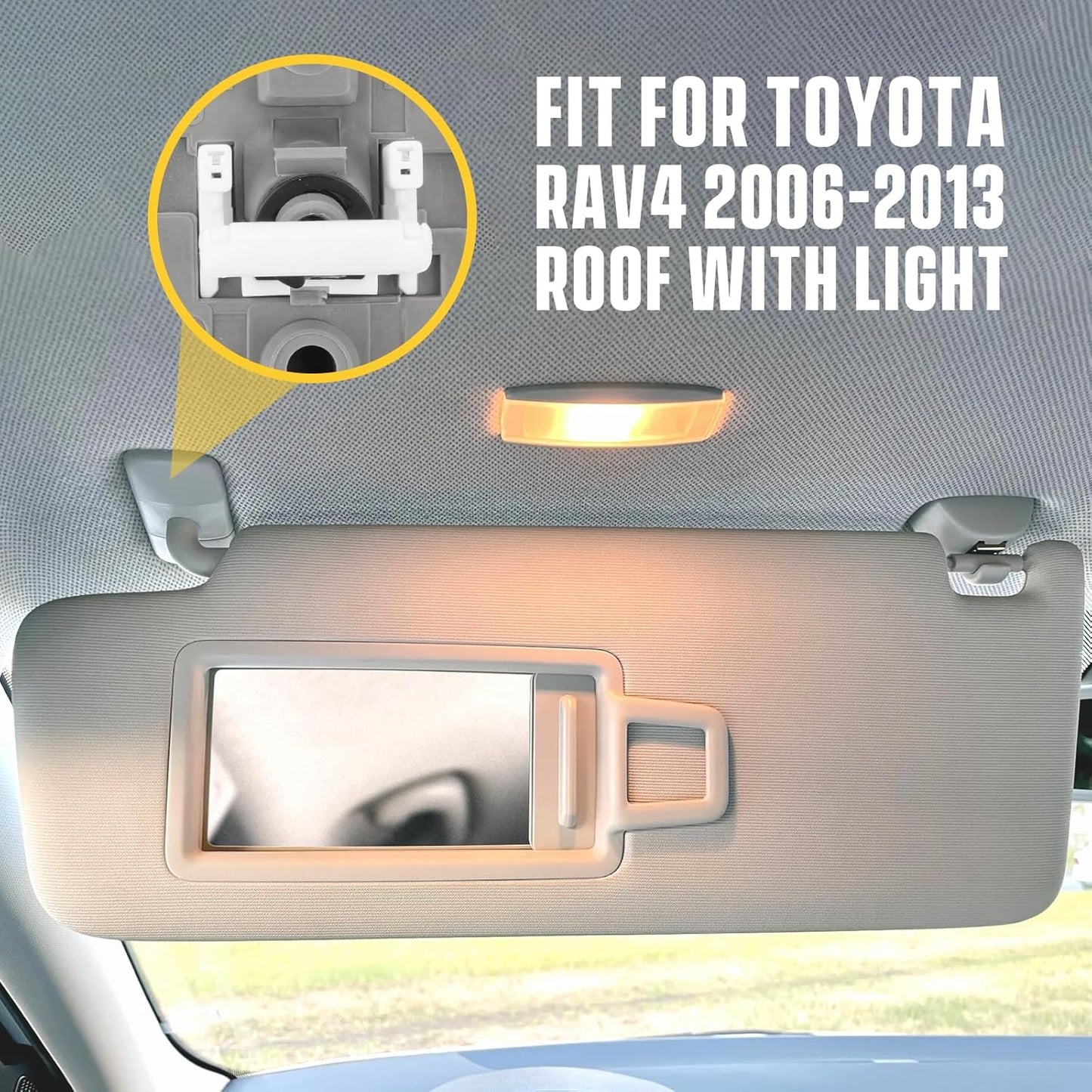 2Pcs Driver & Passenger Sun Visor Fit for Toyota RAV4 (Roof with Light) 2006 2007 2008 2009 2010 2011 2012 2013, Replace for 74320-42501-B2, 74310-42452-B2, Beige