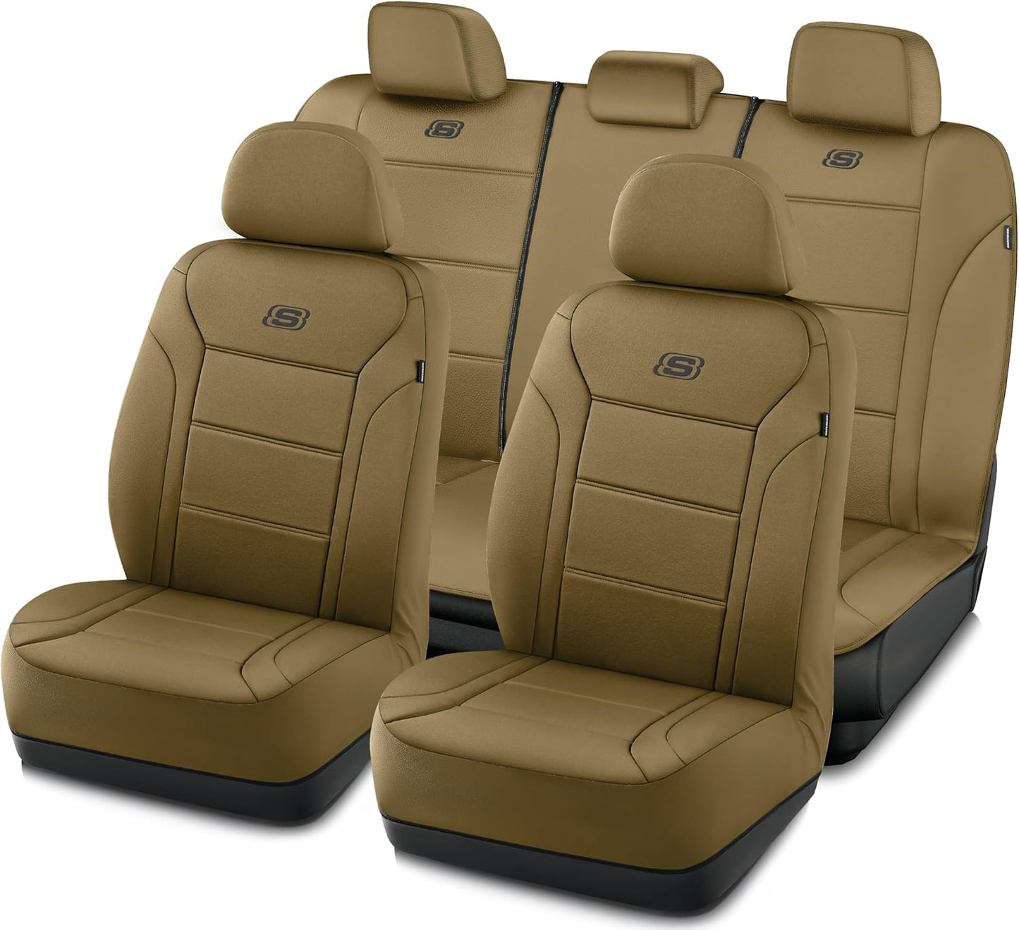 Skechers Memory Foam Car Seat Covers, Air Cool Mesh Thick Seat Covers, Slip-ins Front Seat Cover, Airbag Compatible, Automotive Comfort & Protection for Most Cars,Vans,Trucks, SUVs,Red