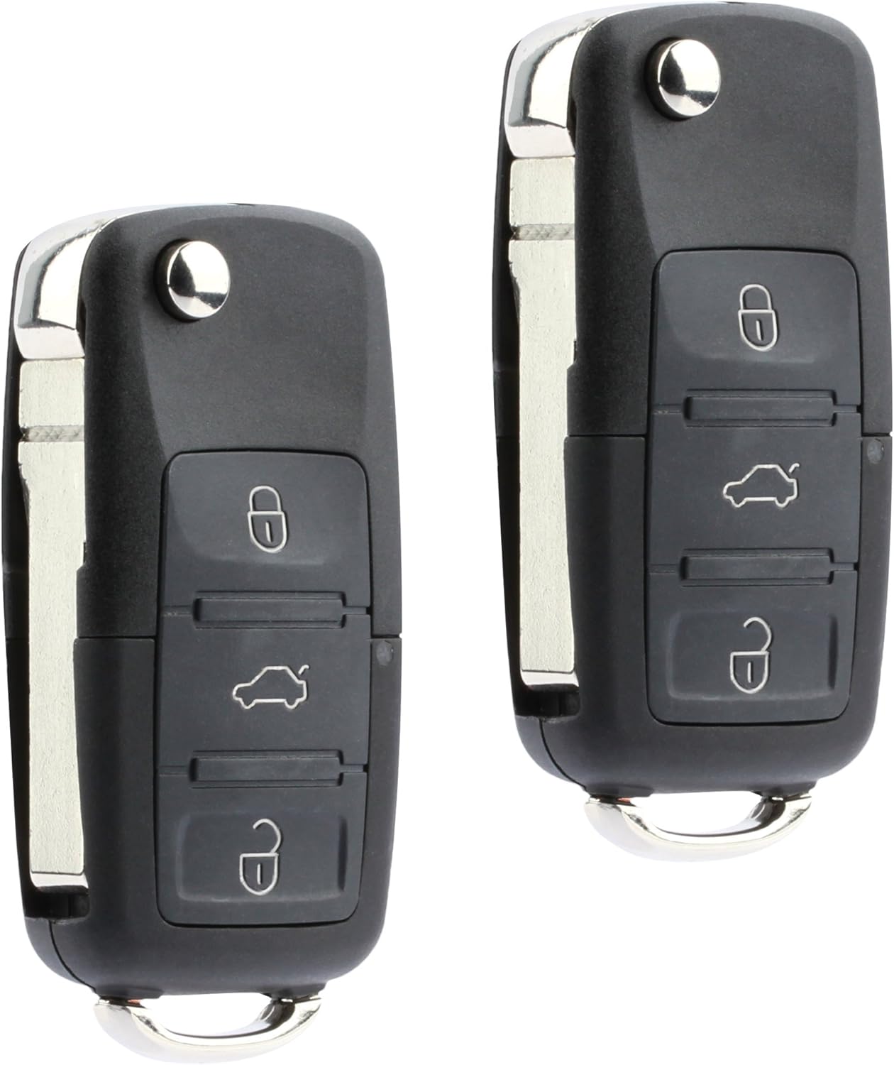 Replacement Keyless Entry Remote Flip Key Fob fits 1998 1999 2000 2001 VW Beetle, Golf, Jetta, Passat (HLO1J0959753F, Set of 2)