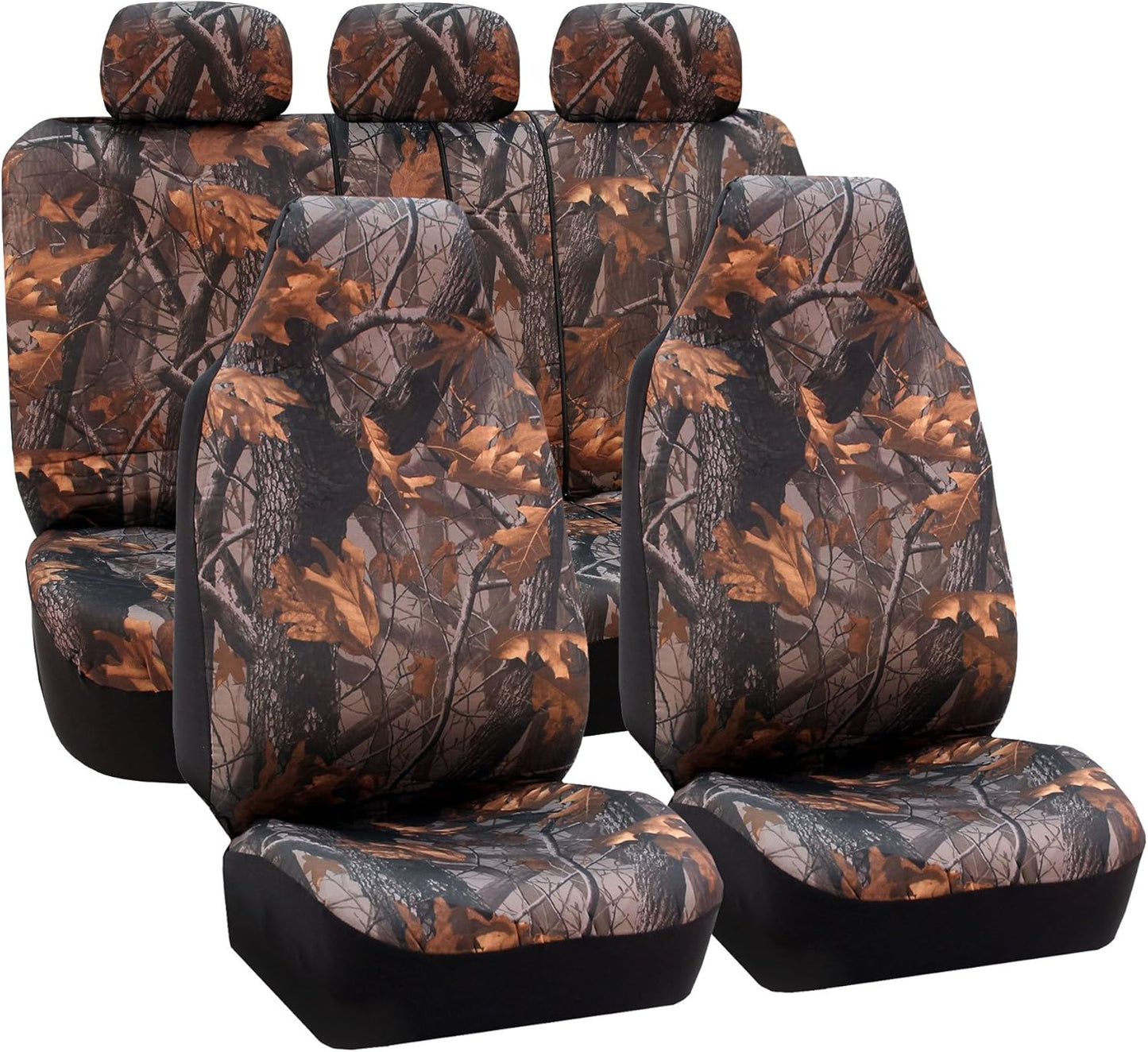 FH Group Hunting Camo Seat Covers w.4 Headrests Airbag Reday Split Bench
