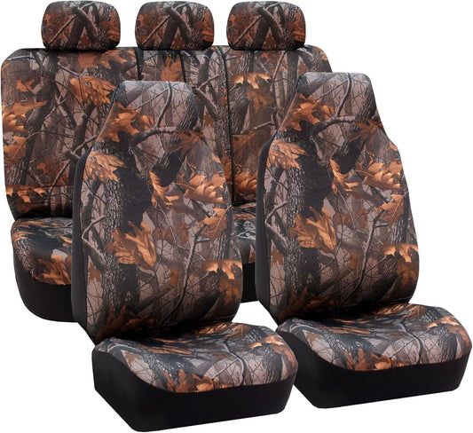 FH Group Hunting Camo Seat Covers w.4 Headrests Airbag Reday Split Bench