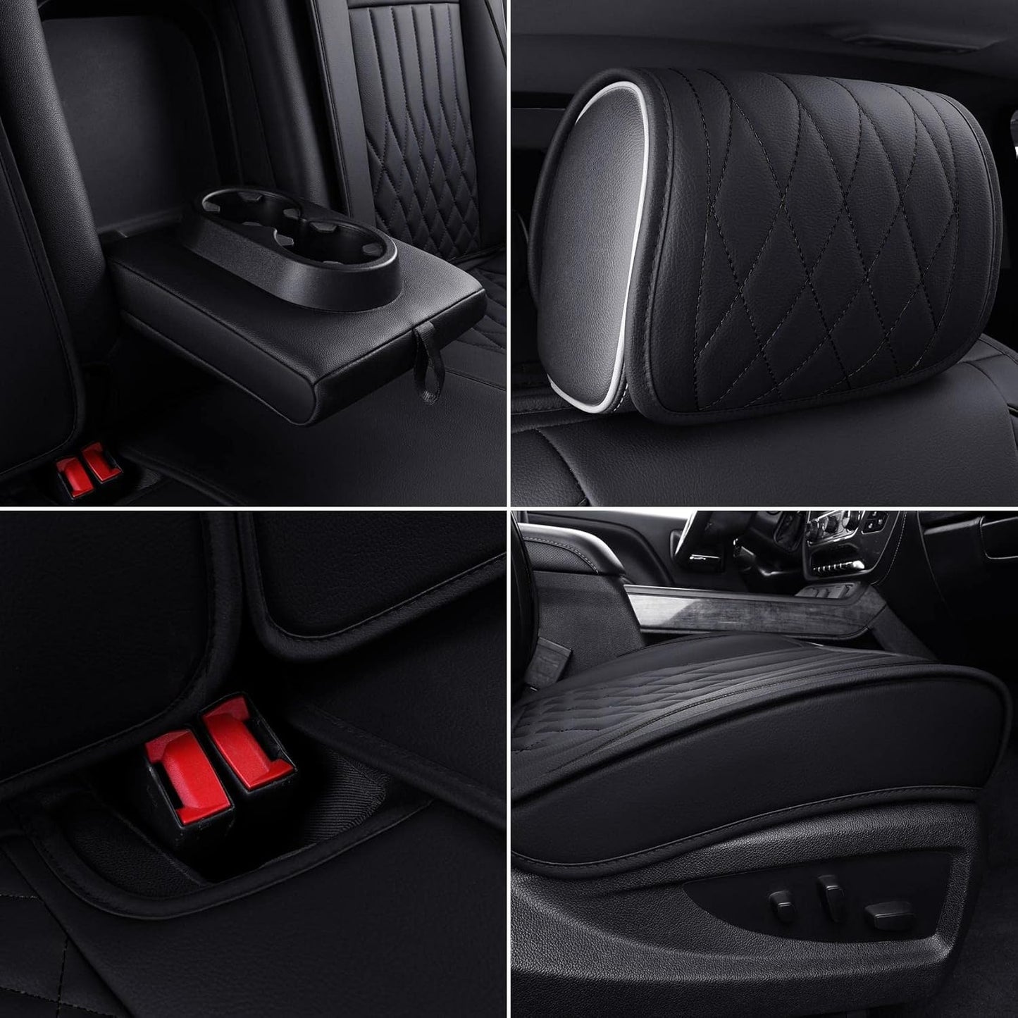 Tomatoman Seat Covers Compatible with Silverado Sierra 2007-2023 2024 2025 1500 2500 3500 HD Truck Trail Boss Z71 Crew Double Cab Front Car Cushions(2 PCS Front/Black)