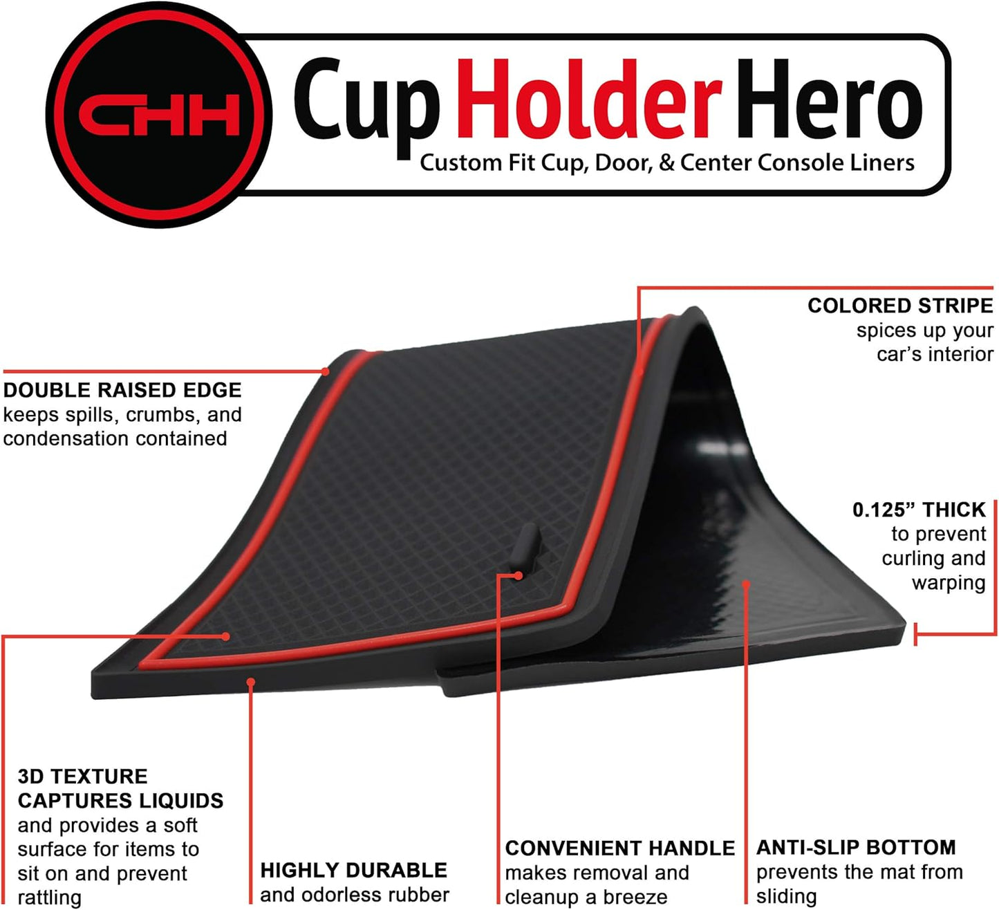 CupHolderHero Fits Toyota RAV4 2019-2024 Accessories - Premium Custom Non-Slip Anti-Dust Cup Holder Inserts, Center Console Liners, Door Pocket Mats, Interior Protection, 15pc Set, Orange Trim