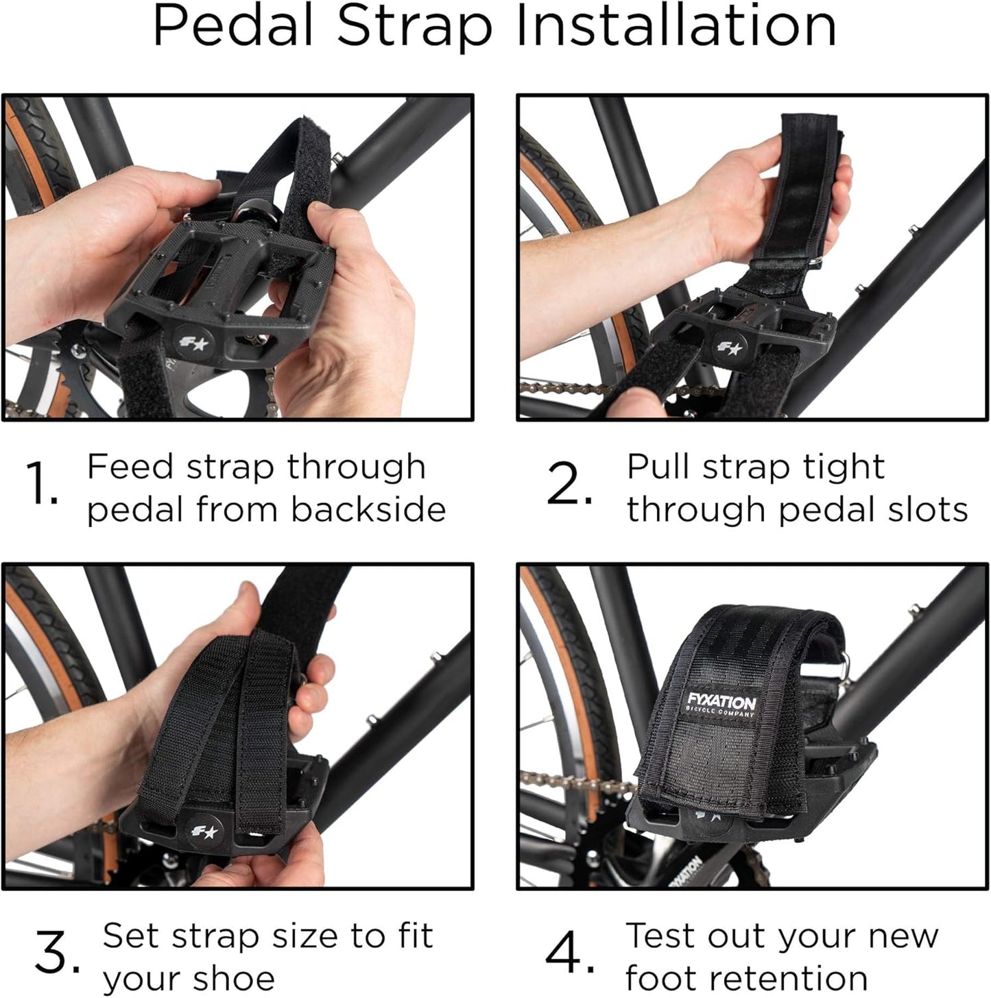 Fyxation Gates Pedal Strap Kit with White Pedal and Black Straps