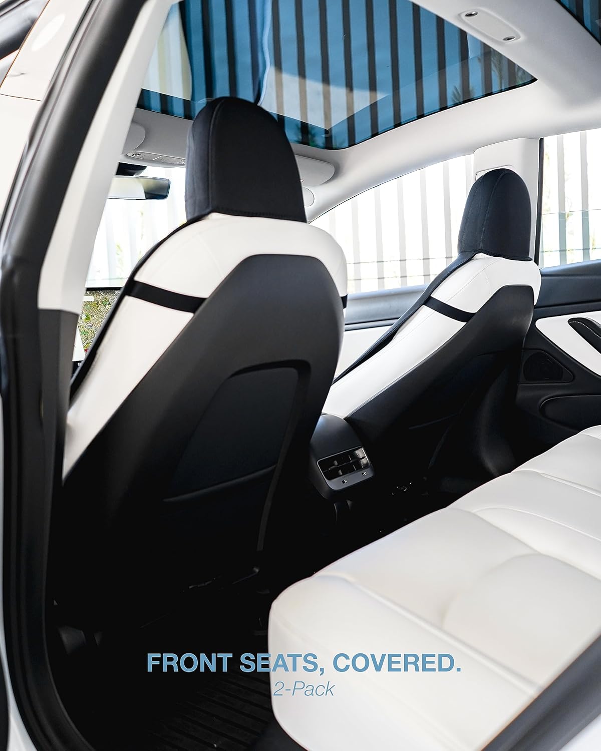 EVNV Tesla Model 3 Seat Covers 2023 - Waterproof Tesla Seat Covers Protect Your Front Seats - Fits 2018-2023 Model 3, Black 2-Pack