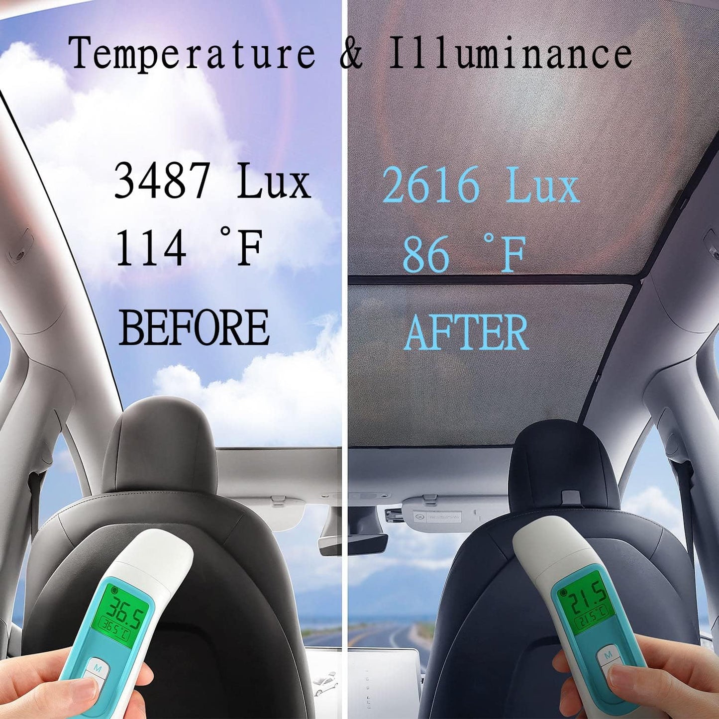 Newellev Tesla Model Y Sunshade Roof Windows Shade Reject UV/Heat Won't Sag Glass Roof Sunshade Fit for Model Y Accessories 2022 2021 2020 (Set of 2)… MY Roof Sunshade