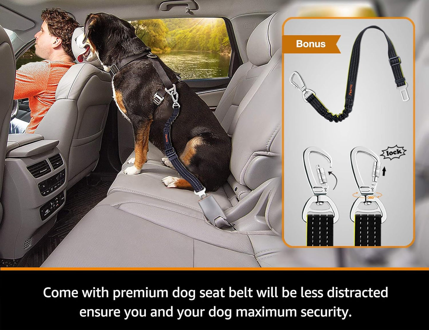iBuddy Dog Truck Hammock for Back Seat Waterproof Dog Truck Seat Cover with Split Zipper Scratch Proof XL Dog Seat Cover Protector for Trucks and Large SUV and Car