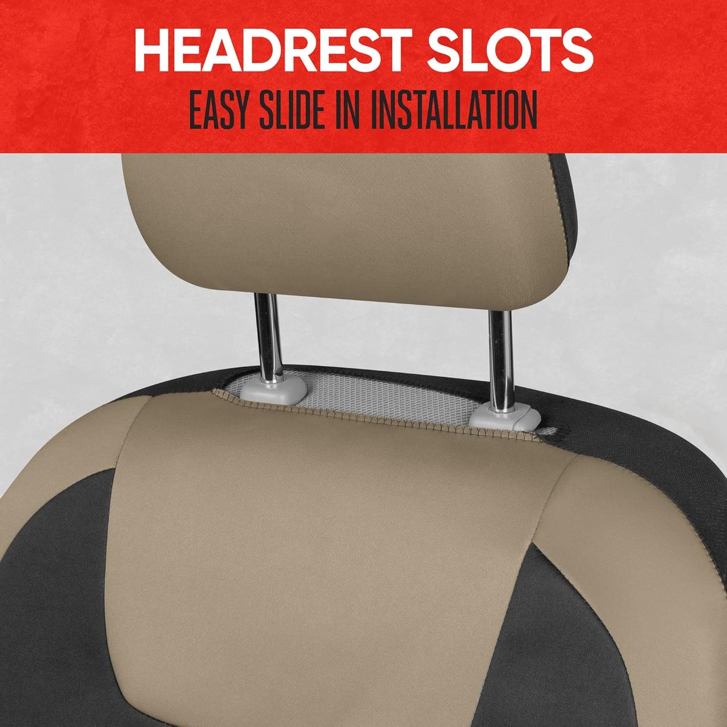 BDK Auto MTSC-224-BG: 4Pcs Seat Cover -Black/Beige