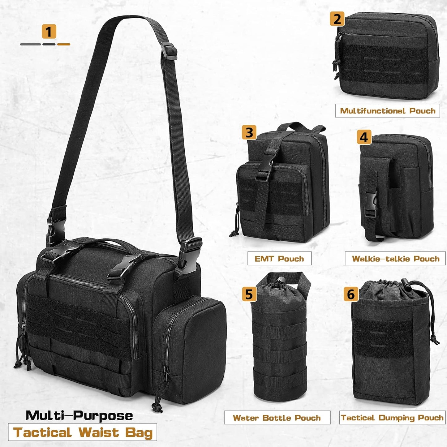 HODRANT Tactical Seat Back Organizer, Universal Car Seat Back Cover with 6 Different Size Molle Pouches, Tactical Gear Accessories Storage Bag for Front Seat Back of Truck, Pickup, SUV, Bag Only