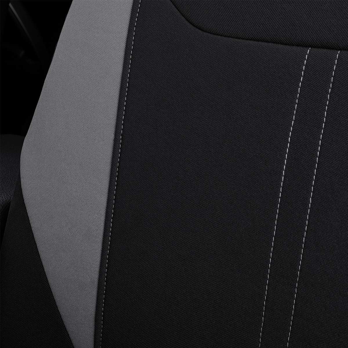 Flying Banner Car Seat Covers Full Set Protectors Fabric Sporty Color Black Gray Red Purple Orange Rear Bench Split SUV Truck (Gray)