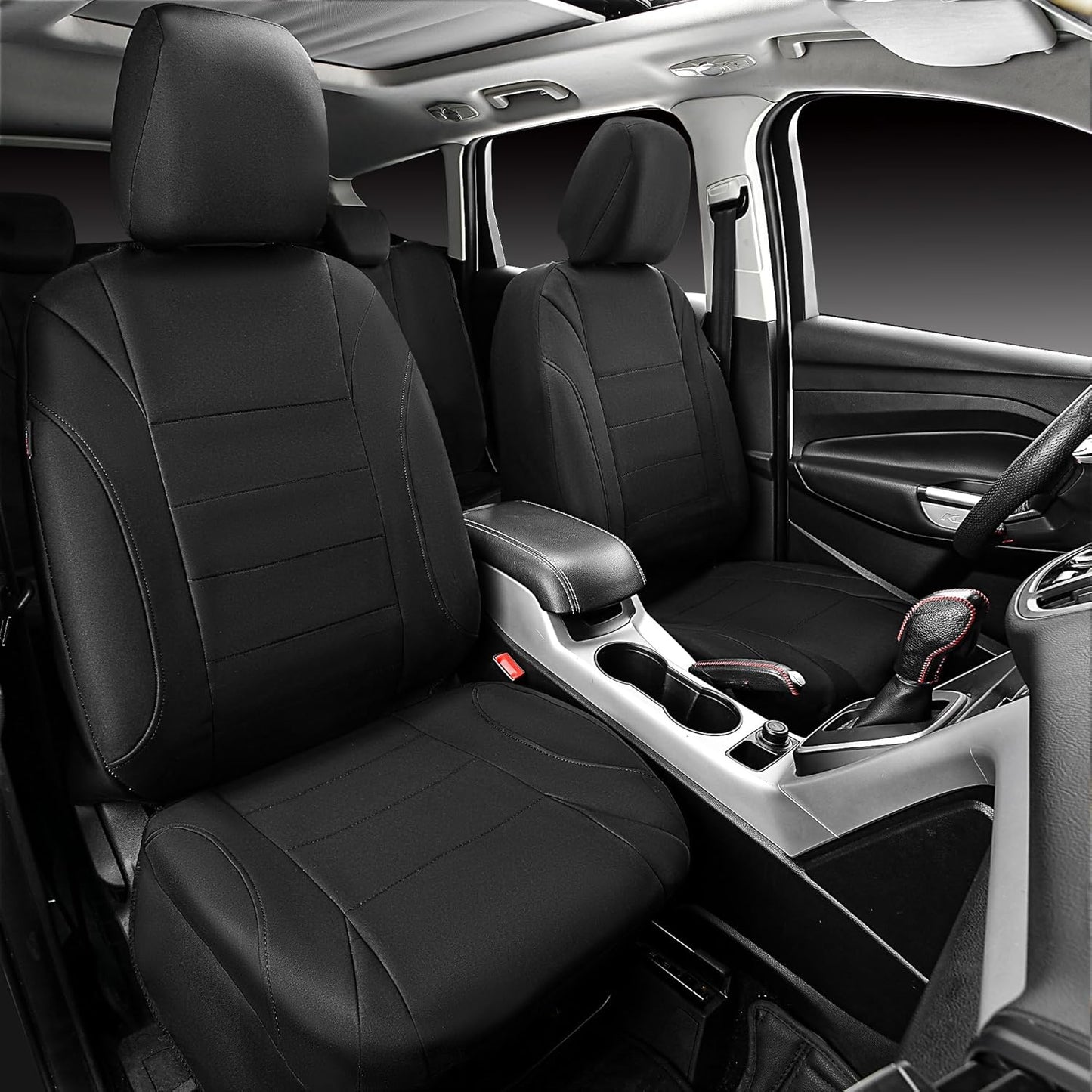 CAR PASS Neoprene Waterproof Seat Covers, Universal Fit Black Full Sets, Protective Interior Covers for Auto SUV, Vans, Sedans, Trucks