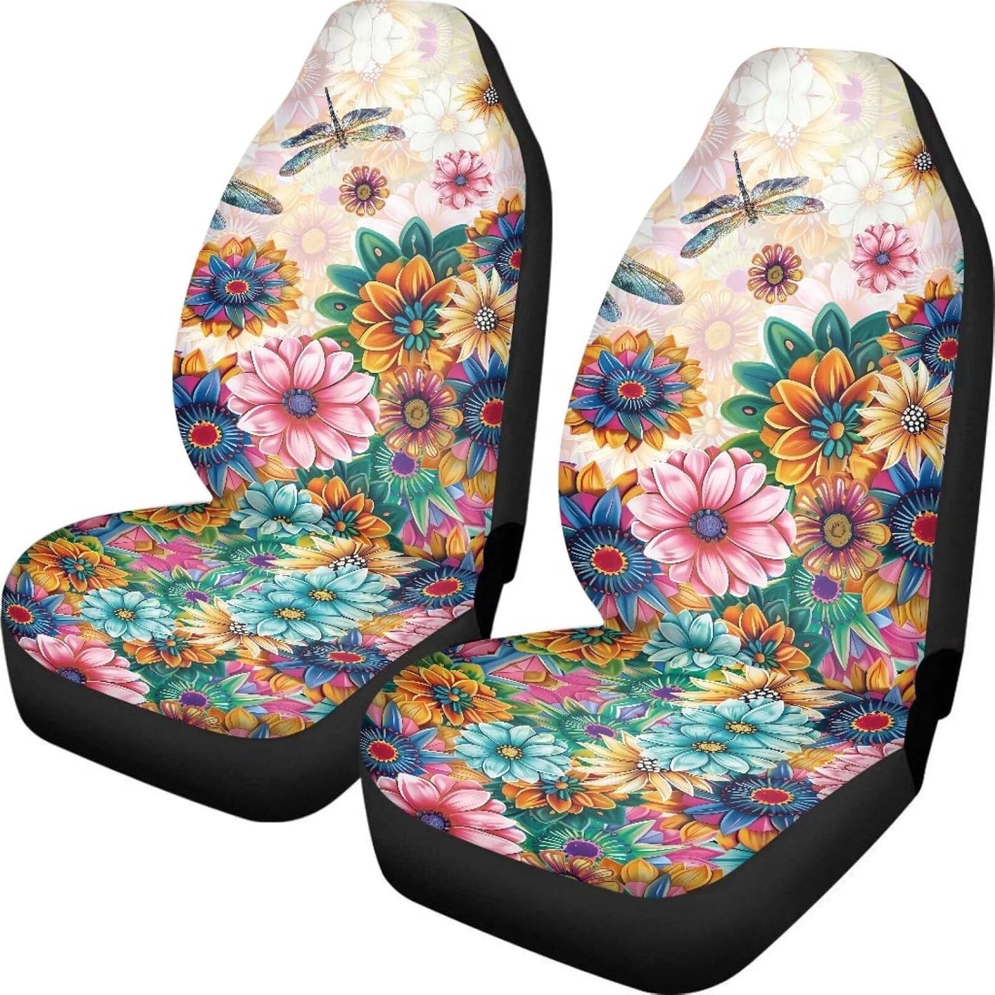 KEIAHUAN Galaxy Owl Car Seat Cover for Women Men, 2 Packs High Back Bucket Universal Fit Auto Seat Covers for Cars, Trucks, SUV, or Van