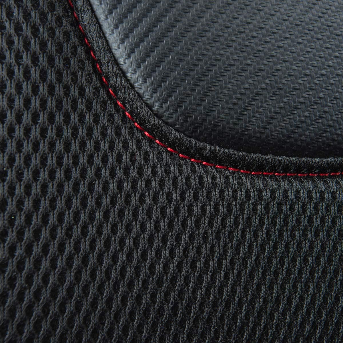 CAR PASS Sporty Carbon Leather Universal Car Seat Cover with Zipper Design, Fit for Suvs, Vans, Sedans, Trucks, Airbag Compatible (Carbon Leather Full Set, Black-Red)