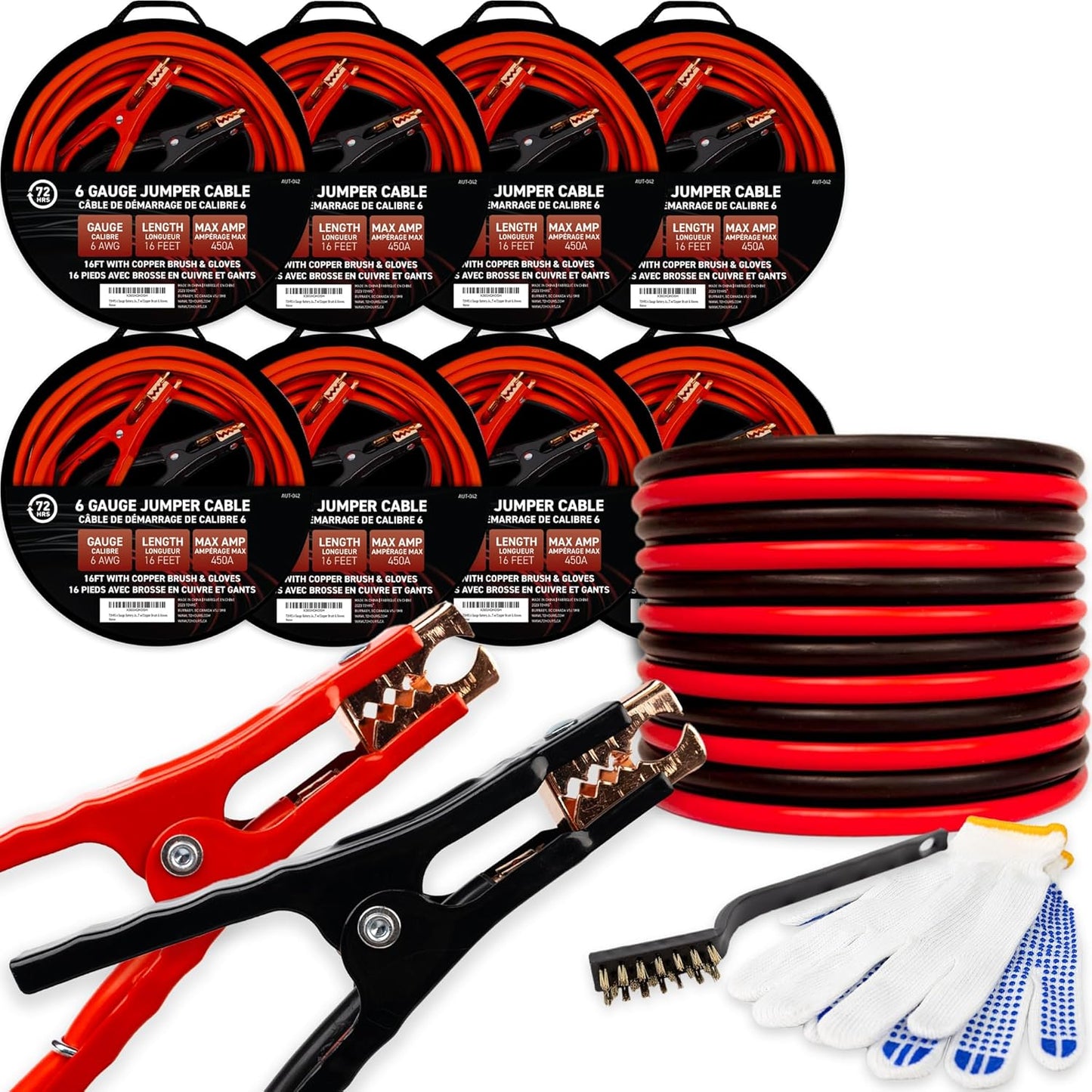 72HRS Jumper Cables, Booster Cable, Jumper Battery Cables for Roadside Emergencies (25 Feet (Pack of 10), 0-Gauge)