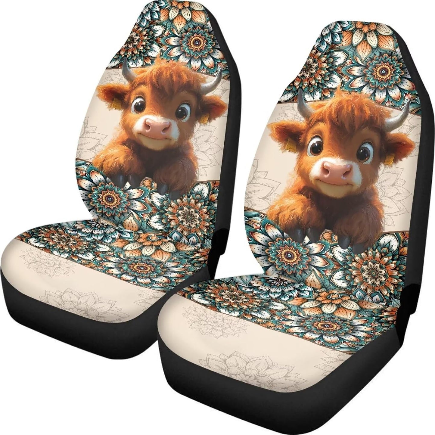 KEIAHUAN Galaxy Owl Car Seat Cover for Women Men, 2 Packs High Back Bucket Universal Fit Auto Seat Covers for Cars, Trucks, SUV, or Van