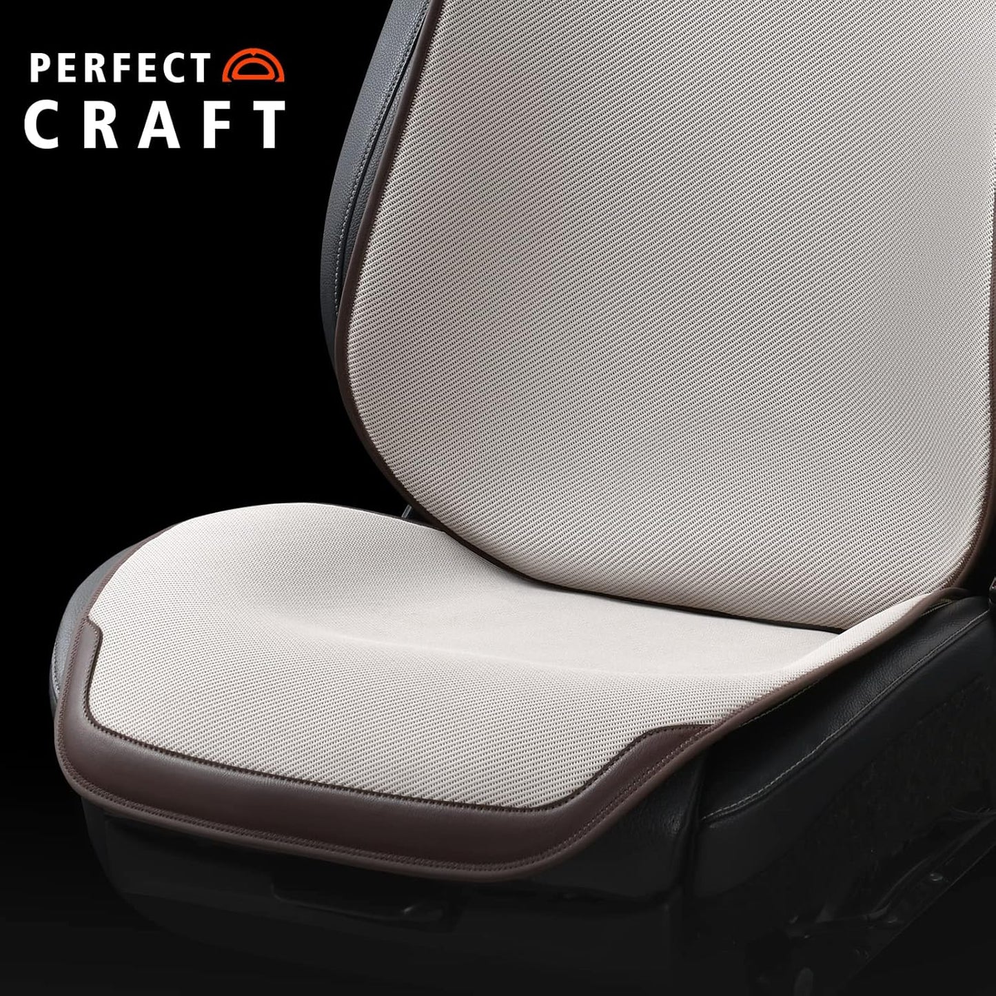 Coverado Seat Covers 2PCS, Western Cowboy Styling Seat Cushions, Protective Car Seat Covers Universal fit Most Cars, Sedans, SUVs, Trucks and Vans(Front Pair, Beige)