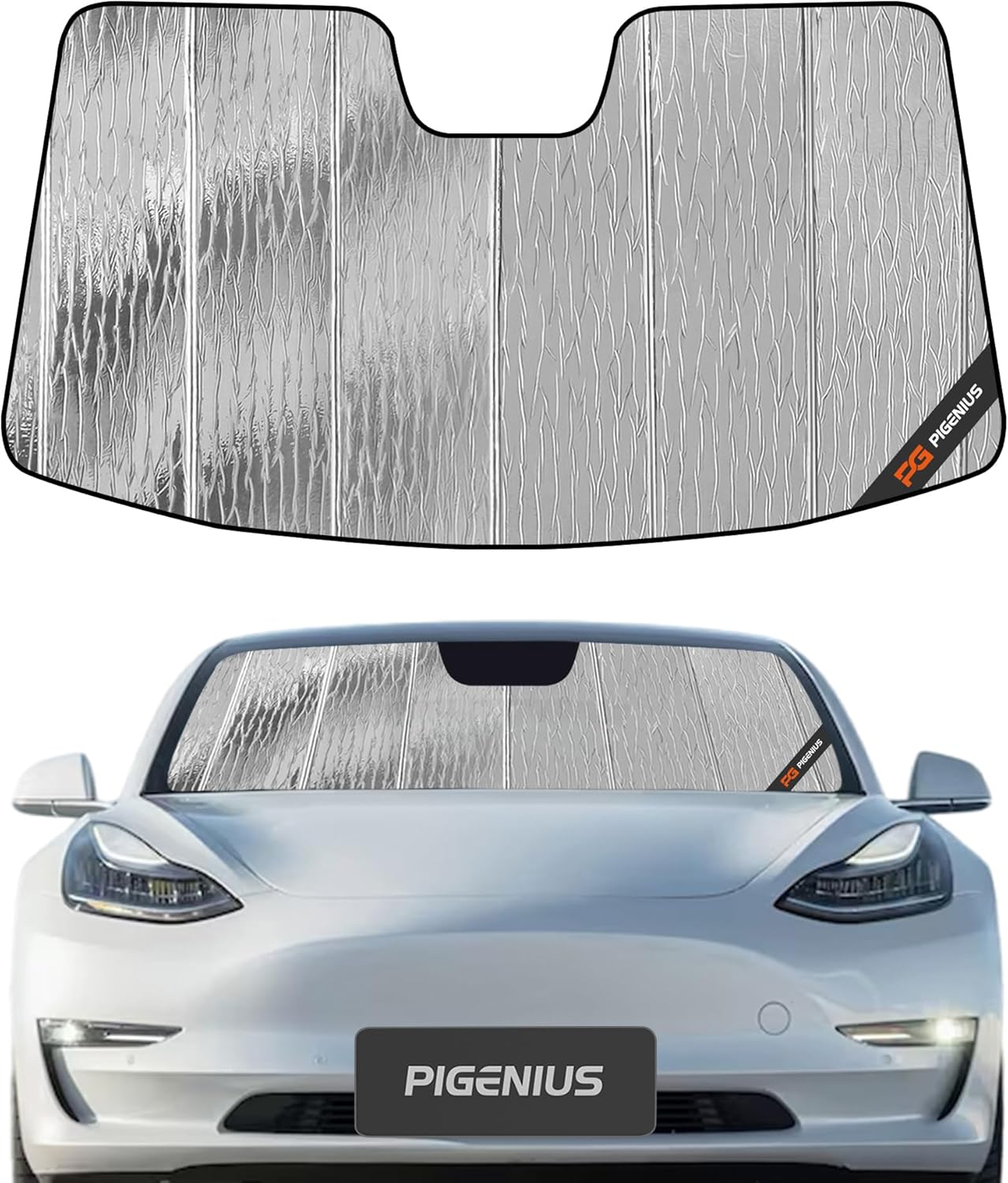 Pigenius Windshield Sunshade for 2018-2025 Tesla Model 3, 2020-2025 Model Y Front Window Shade - AstraGuard