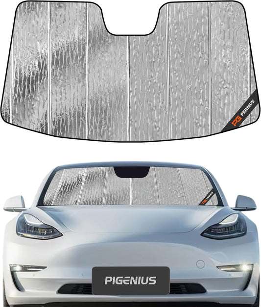 Pigenius Windshield Sunshade for 2018-2025 Tesla Model 3, 2020-2025 Model Y Front Window Shade - AstraGuard