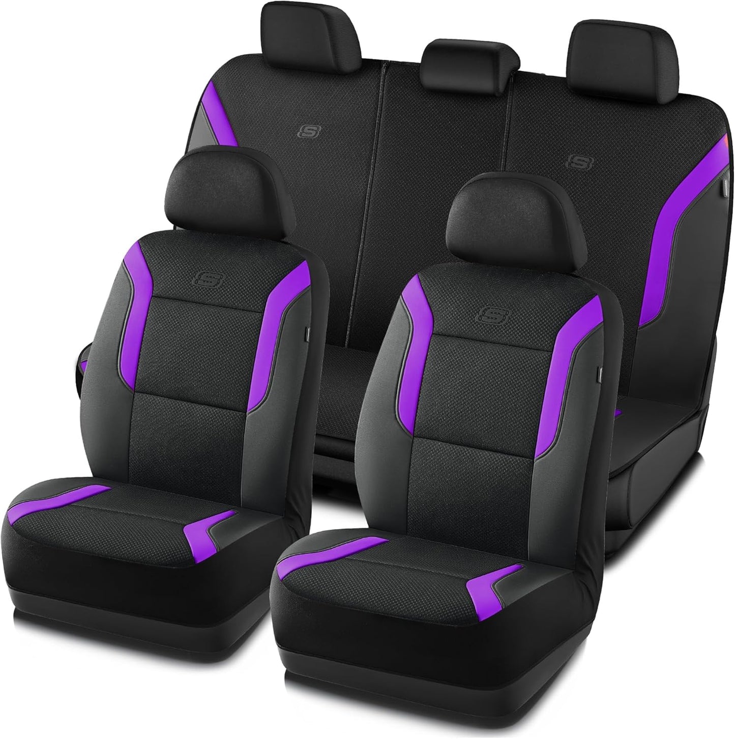 Skechers Memory Foam Car Seat Covers, Air Cool Mesh Thick Seat Covers, Slip-ins Front Seat Cover, Airbag Compatible, Automotive Comfort & Protection for Most Cars,Vans,Trucks, SUVs,Red