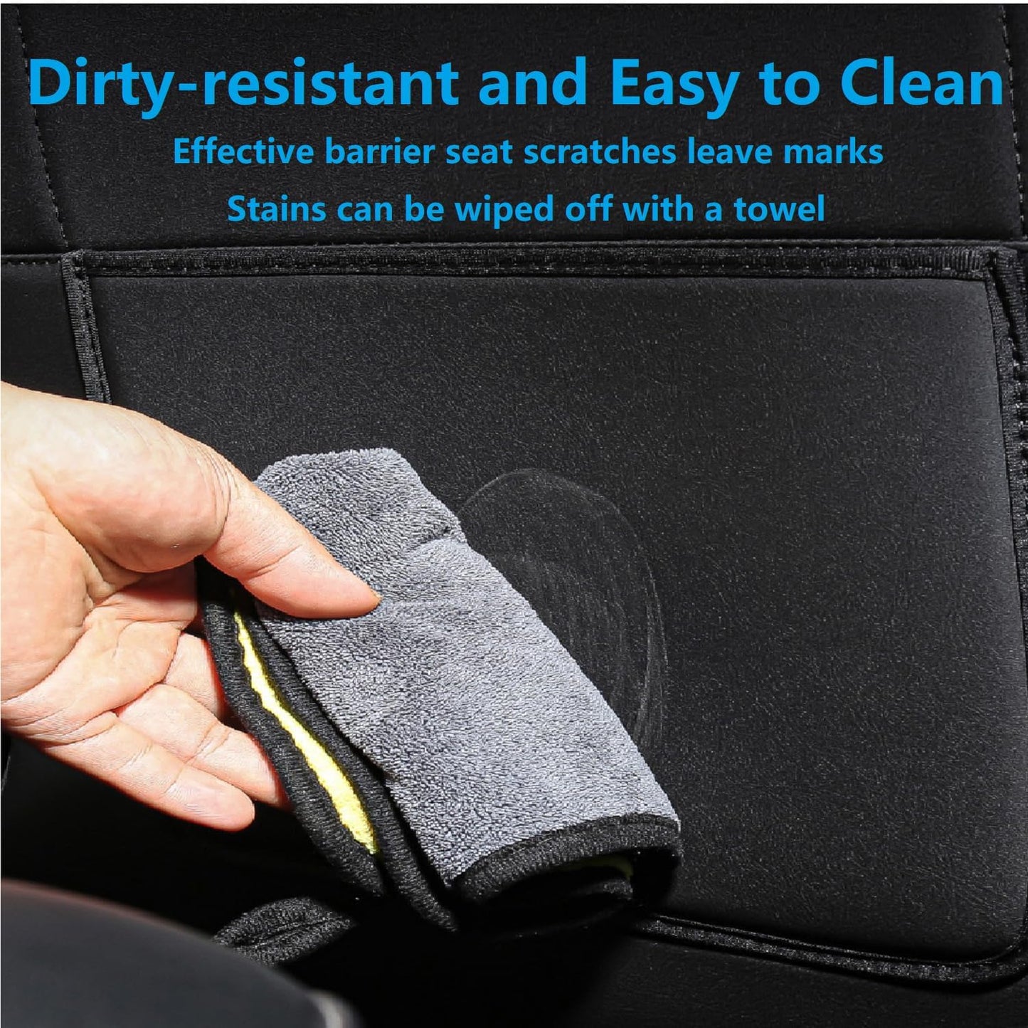 ANTETOKO Tesla Model 3/Y/S/X Leather Seat Back Protector,Wear-Resistant Backseat Kick Mats with Organizer Pocket,Waterproof Scratchproof Dirt-Resistant Protection - 2 PCS (Black)