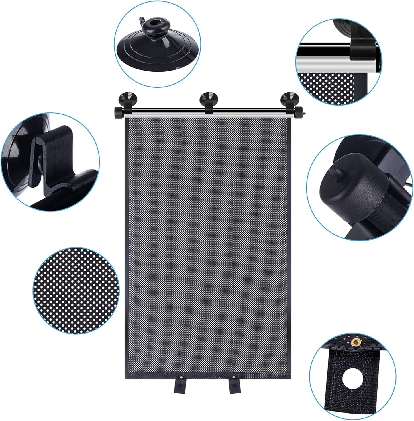 Car Window Shade, Car Roller Sunshade for Baby, Retractable Car Window Shade for Side Window, Car Sun Shade Helps Block Sun Glare and Heat (2 Pack)