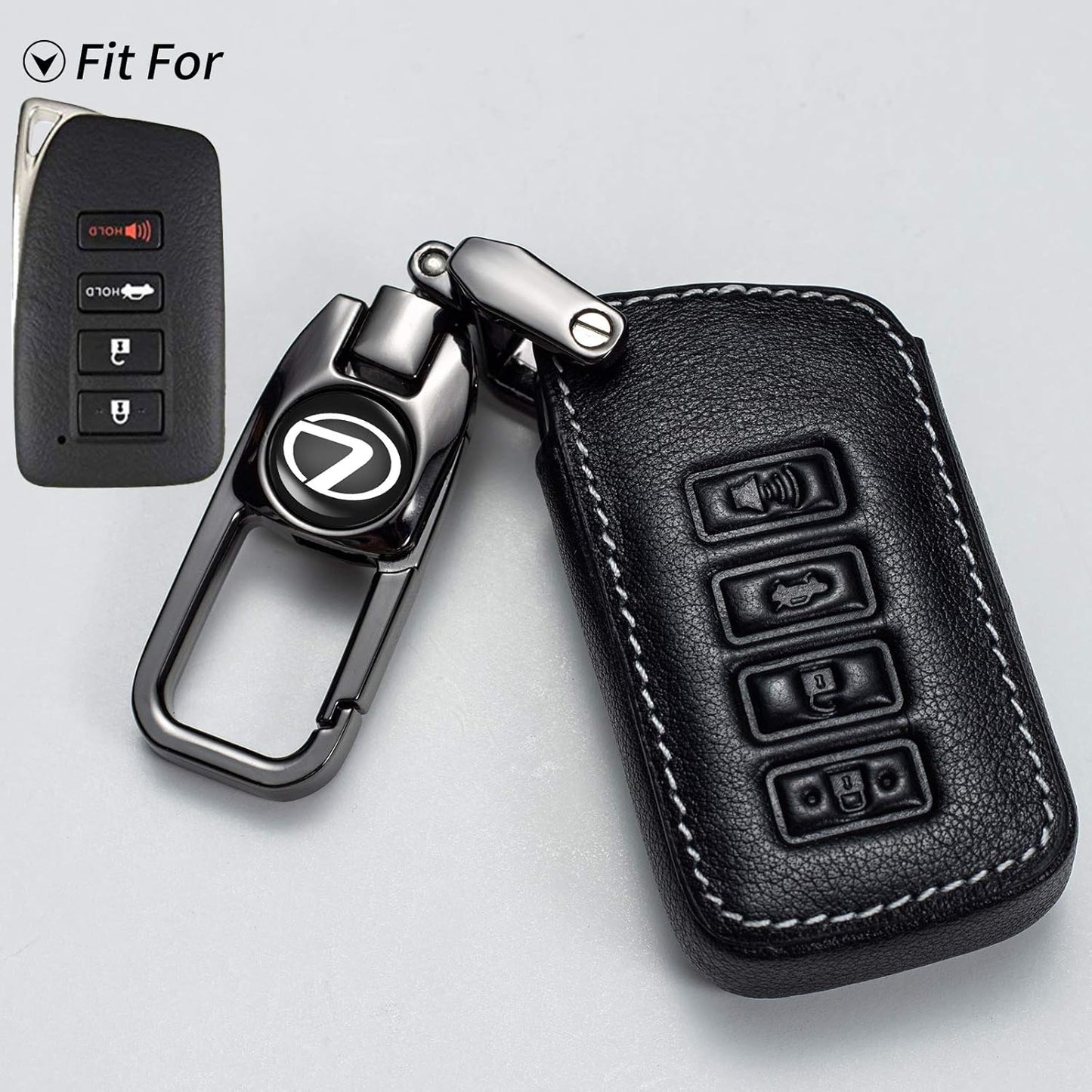 MAKEER Leather Key Case Key fob Holder,Key fob Cover Replacement for 2013-2021 Lexus ES300h ES350 GS350 GS450h IS200t IS300 IS350 LX570 NX200t NX300h RC350 RX350 RX450h Protective Remote Key