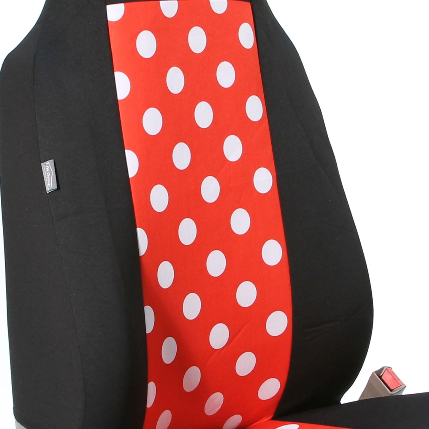 FH-FB115114 Red/Black Semi Customed Fit Solid Polka Dots Flat Cloth Auto Seat Covers Full Set