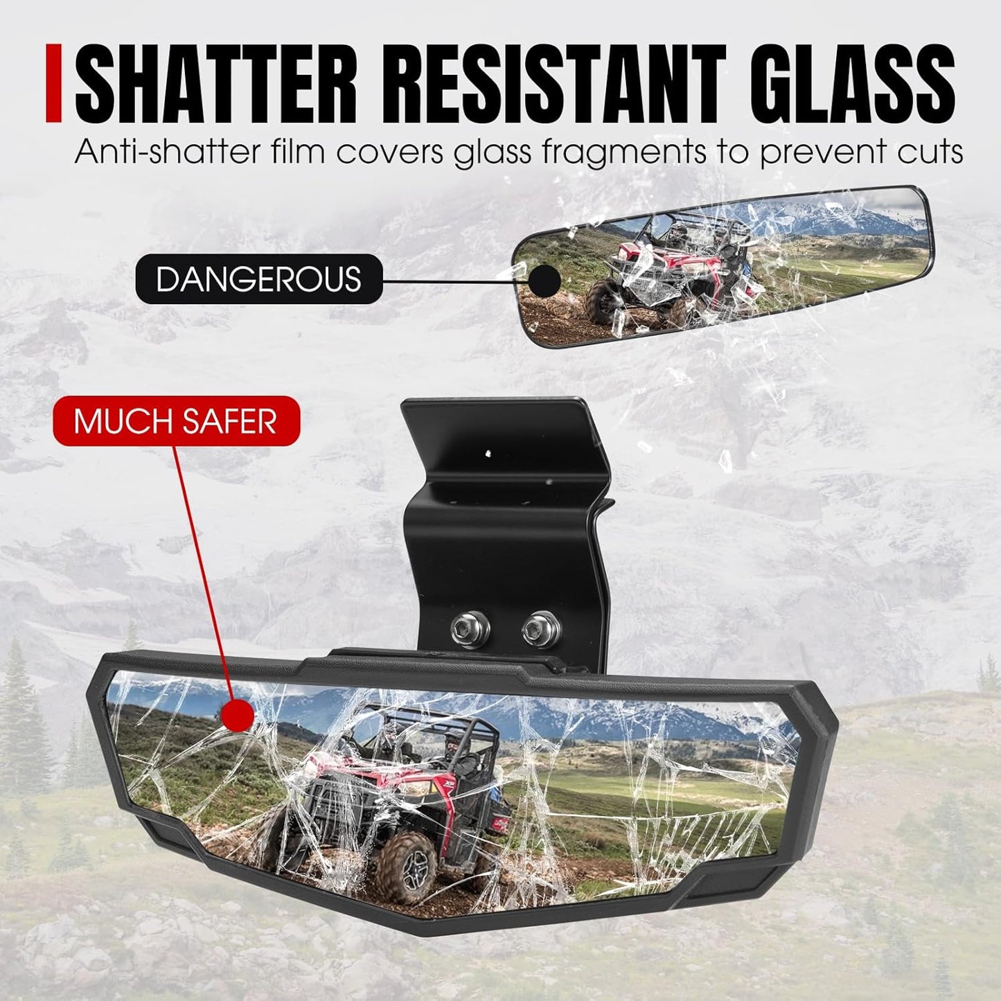 A & UTV PRO Rear View Mirror for Polaris Ranger/Can Am Defender, Center Convex Rearview Mirror for 2015-2024 Polaris Ranger XP 1000 570 XP 900, 2017-2024 Can Am Defender Accessories, 1PC